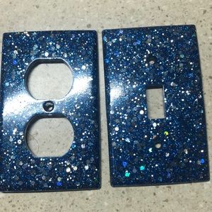 Blue & Silver Glittered light switch & Plug cover